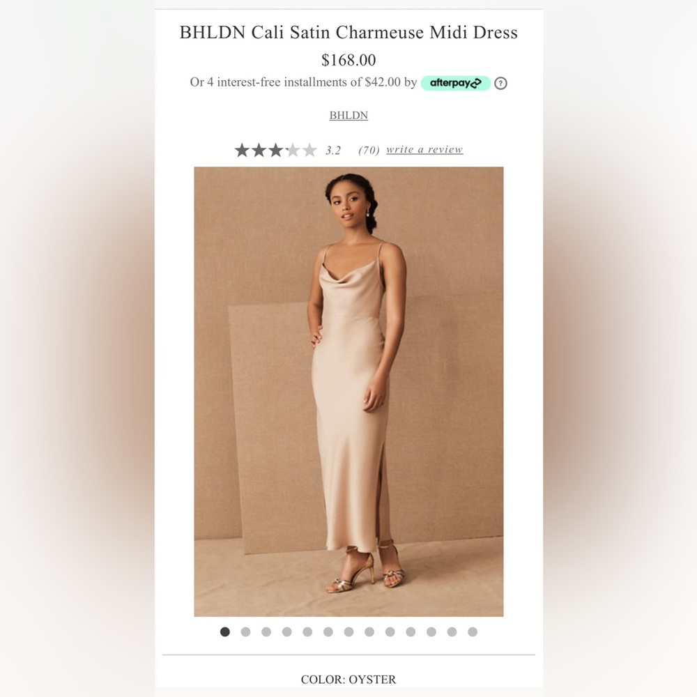 BHLDN Cali Satin Midi Dress